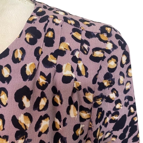 H&M lavender long sleeve leopard print sheath dress Size 4 - Picture 6 of 8